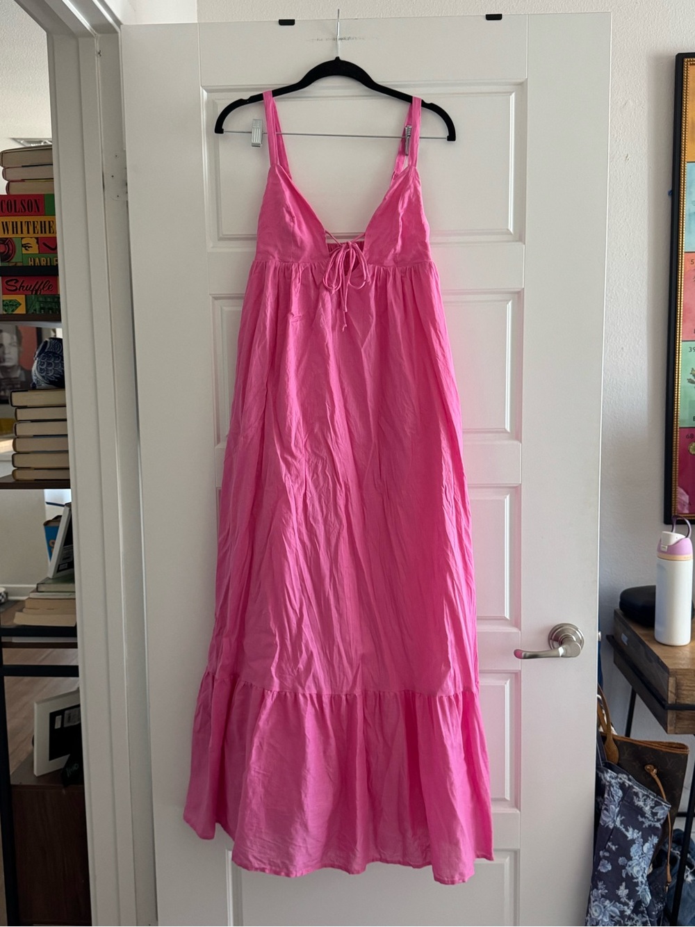 Bright Pink Tie-Front Maxi Dress – Sleeveless Summer Style